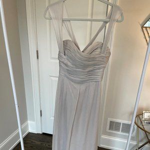 Amsale purple-grey chiffon bridesmaids dress, size 4